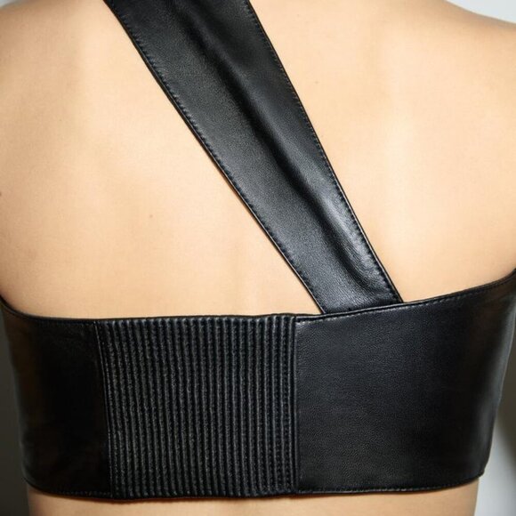 NWT ZARA ASYMMETRIC WRAP LEATHER TOP SIZE L - Picture 3 of 6